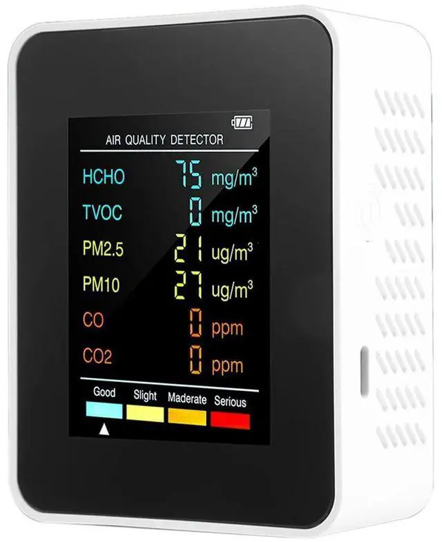 Alt view image 7 of 7 - 6 in 1 PM2.5 PM10 HCHO TVOC CO CO2 Air Detector CO CO2 Formaldehyde Monitor Home Office Air Tester,White