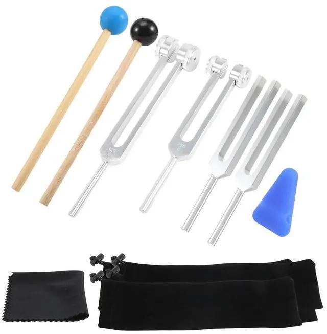 Alt view image 6 of 7 - 4 Pack Tuning Fork Set(128 Hz,256 Hz,512 Hz,528 Hz)with Tuning Fork Hammer for Sound Sound Vibration Tools