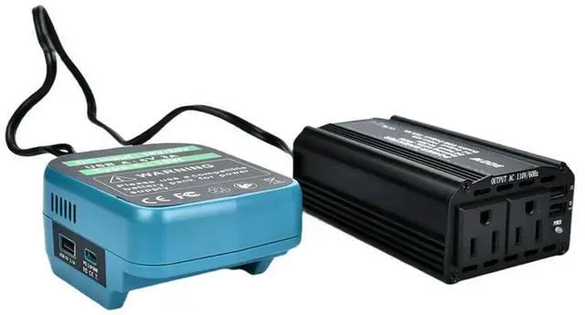 Alt view image 6 of 7 - 300 Watt 18V To 110V Power Inverter For  Inverter Charger DC Adapter With 2 AC Outlets& 2 USB Port F