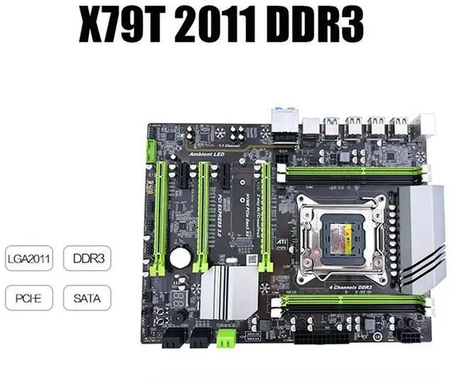 Alt view image 7 of 7 - X79T A 2011 CPU Mainboard USB3.0 4 DDR3 Motherboard Desktop PC Computer Motherboard