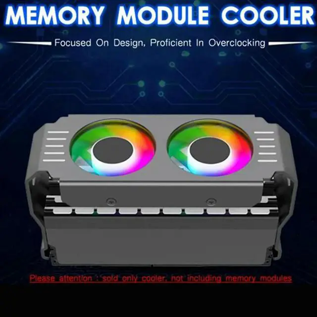 Alt view image 6 of 7 - 2X Computer RAM Memory Module PC DDR4 DDR5 Overlock Dual ARGB Sync PWM Fans Aluminium RGB Cooling Radiator(