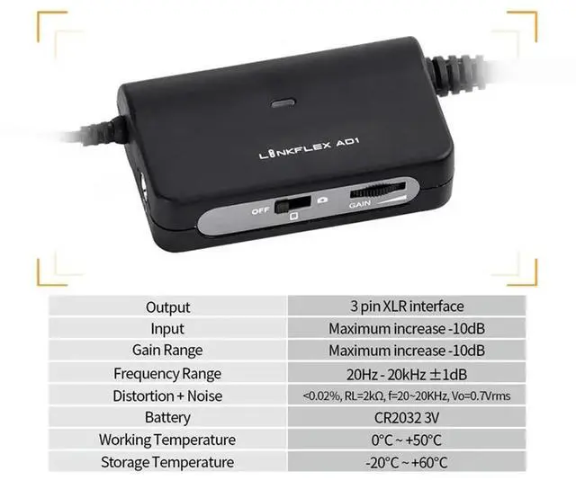 Alt view image 6 of 7 - XLR To 3.5Mm Microphone Preamp Amplifier LINKFLEX AD1 Audio Adapter For Smartphone DSLR Cameras Camcorders