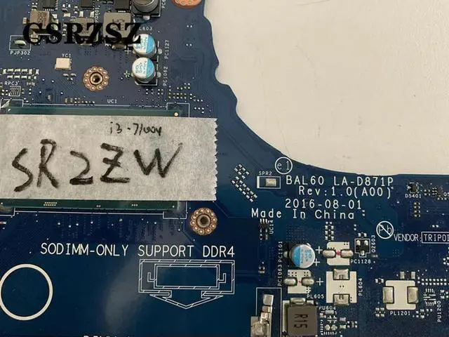 Alt view image 3 of 3 - For Inspiron 5468 5568 Laptop motherboard LA-D871P CN-0DMD9K 0DMD9K DMD9K with i3-7100u CPU Tested worked
