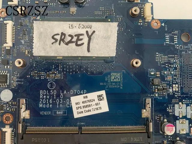 Alt view image 3 of 3 - For Pavilion 15-AY Laptop motherboard with i5-6200u 858581-001 858581-601 LA-D704P Tested 100% ok work