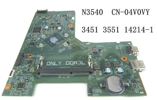 Alt view image 2 of 3 - For inspiron 3451 3551 Laptop motherboard with N3540 CPU 14214-1 CN-04V0VY 04V0VY 4V0VY