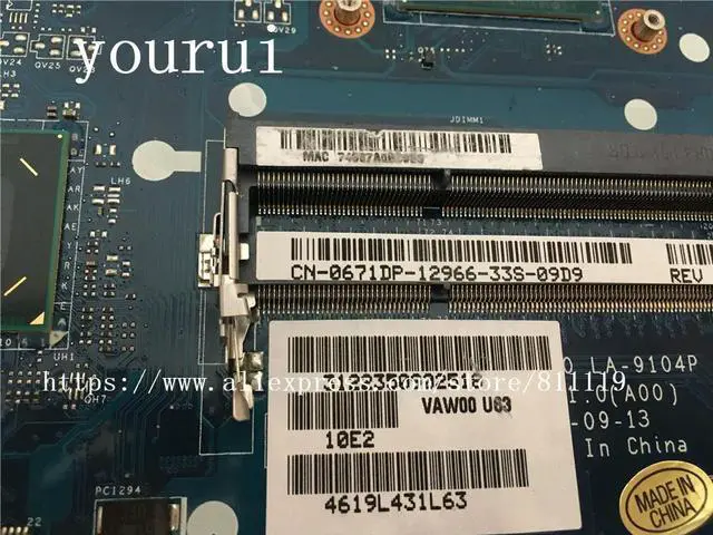 Alt view image 3 of 3 - For Inspiron 3521 5521 Laptop For Motherboard VAW00 LA-9104P CN-0671DP 0671DP 671DP Processor 2117u DDR3 Test ok