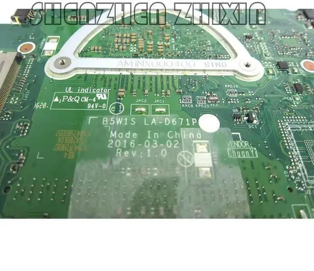 Alt view image 2 of 6 - For Aspire ES1-572 Laptop Motherboard with I3-7100U CPU DDR3L LA-D671P mainboard 100% Test