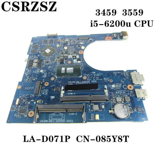 Alt view image 2 of 6 - For Vostro 3459 3559 Laptopmotherboard with i5-6200u CPU CN-085Y8T 085Y8T 85Y8T LA-D071P Test work