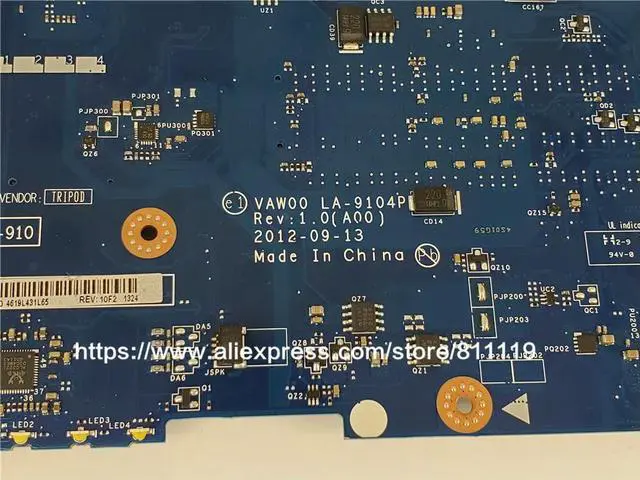 Alt view image 3 of 6 - Motherboard With heatsink For Inspiron 3521 5521 i5-3337u 760R1 0760R1 CN-0760R1 VAW00 LA-9104P DDR3