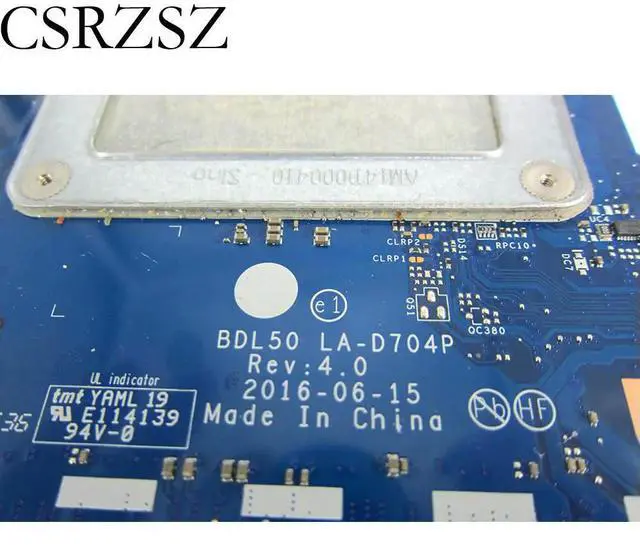 Alt view image 3 of 6 - For Pavilion 250 G5/15-AY Laptop Motherboard I7-6500U CPU BDL50 LA-D704P 860156-601 854934-501 Mainboard UMA