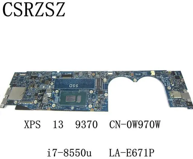 Alt view image 2 of 6 - For XPS 13 9370 Laptop motherboard CN-0W970W 0W970W 0W970W LA-E671P with i7-8550u CPU Tested 100% ok