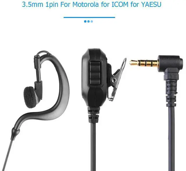 Alt view image 4 of 4 - 3.5mm Walkie Talkie Earpiece Headset with PTT Mic 1Pin Earphone Earpiece Headphone Multifunctional for ICOM YAESU Radio