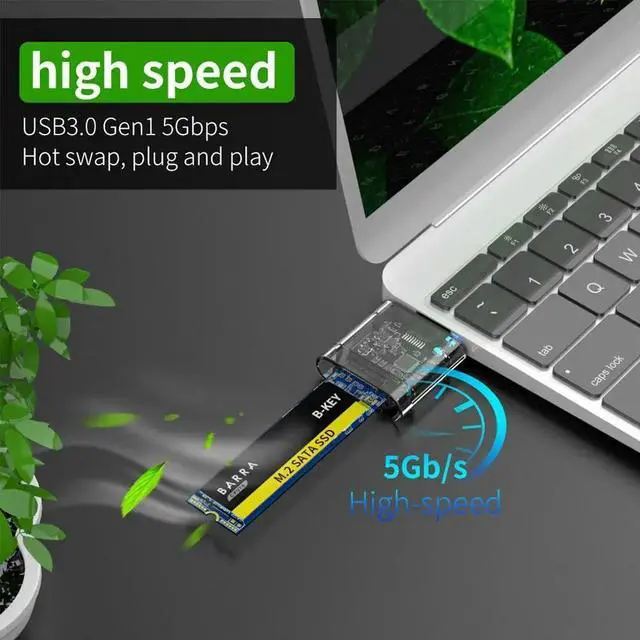 Alt view image 2 of 4 - M2 SSD Case M.2 to USB3.0 Gen 1 5Gbps High-speed SSD Enclosure for SATA M.2 NGFF Cases for PC Accessories Laptop External