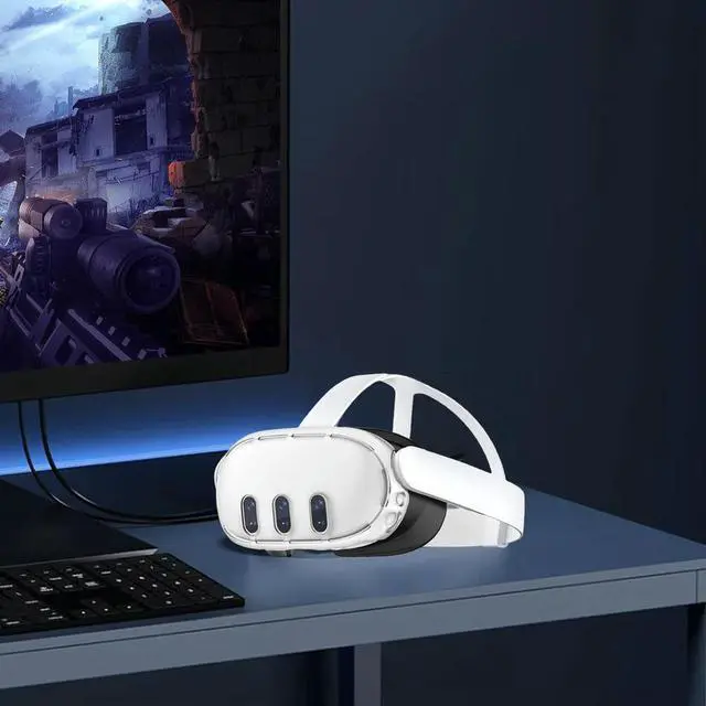 Alt view image 4 of 4 - Silicone Front Face Protector Anti Shock Transparent Cover Shell Protector Anti-Slip VR Front Protective Shell for Quest 3