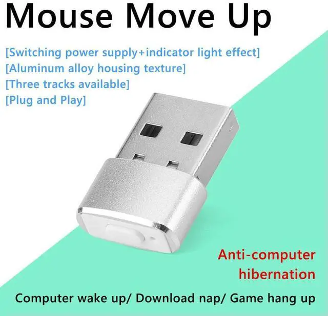 Alt view image 4 of 4 - Mini Mouse Movement Simulator Plug and Play USB Automatic Move Cursor Shaker Indicator Light Aluminum Alloy Housing for Computer