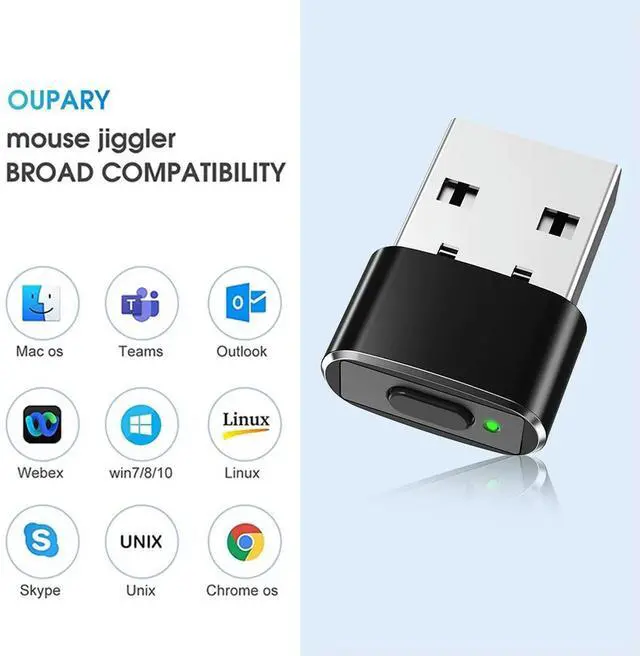 Alt view image 3 of 4 - Mini Mouse Jiggler ON/Off Button USB Automatic Move Cursor Shaker Undetectable Plug and Play Keeps Awake for Laptop Desktop