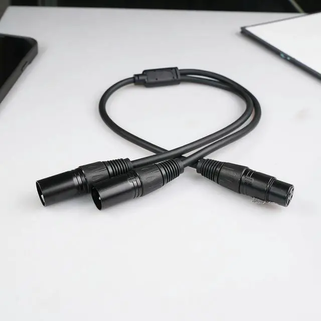 Alt view image 2 of 4 - 50cm 3Pin XLR Female To Dual XLR Male Y-Splitter Cable 1 Female To 2 Male XLR Y Splitter Mic Audio Cables