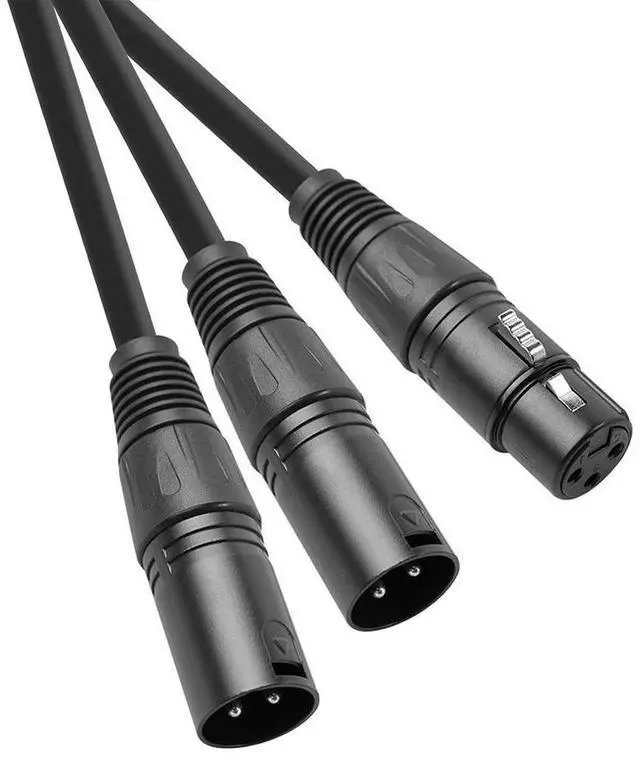 Alt view image 3 of 4 - 50cm 3Pin XLR Female To Dual XLR Male Y-Splitter Cable 1 Female To 2 Male XLR Y Splitter Mic Audio Cables