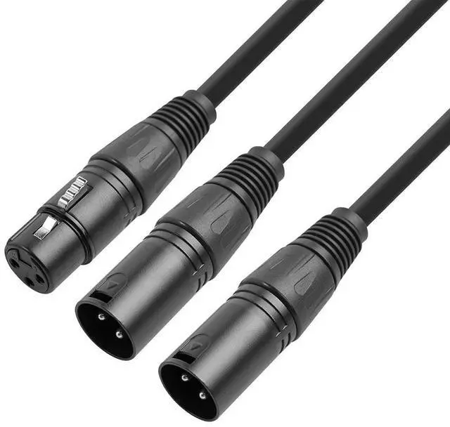 Alt view image 4 of 4 - 50cm 3Pin XLR Female To Dual XLR Male Y-Splitter Cable 1 Female To 2 Male XLR Y Splitter Mic Audio Cables