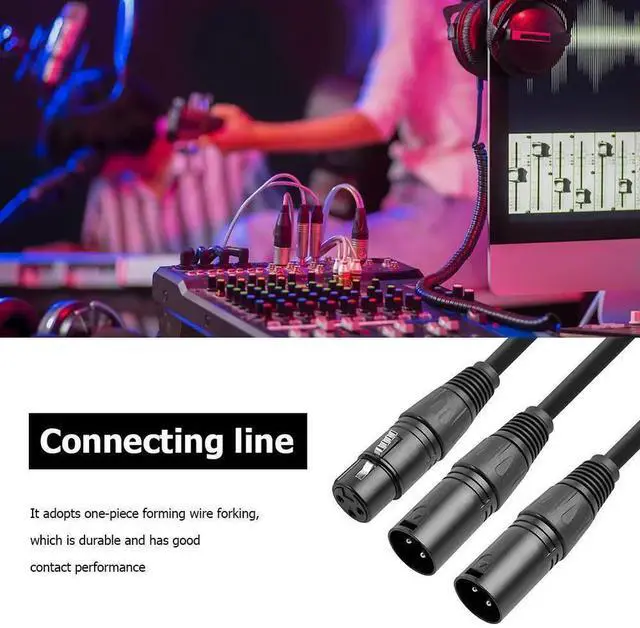 Main image of 50cm 3Pin XLR Female To Dual XLR Male Y-Splitter Cable 1 Female To 2 Male XLR Y Splitter Mic Audio Cables