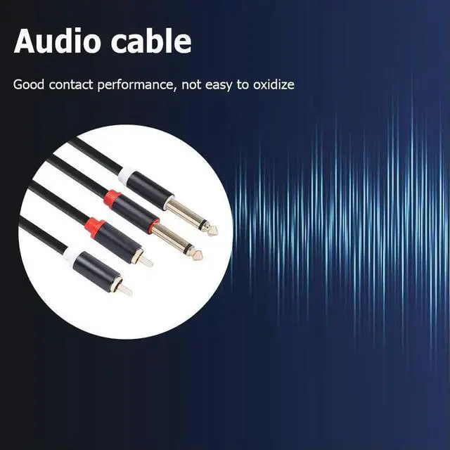 Main image of 1.5m Audio Cable Gold-plated Plug Dual RCA Male to Dual 6.35mm Jack Male Audio Cable for Mixer Amplifier Splitter