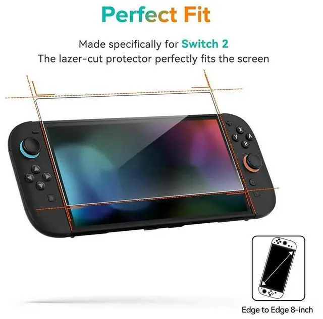 Alt view image 2 of 4 - Tempered Glass Screen Protector for Nintendo for Switch 2 Anti-Scratch Game Console Film 9H Hardness Anti-Glare Game Accessories