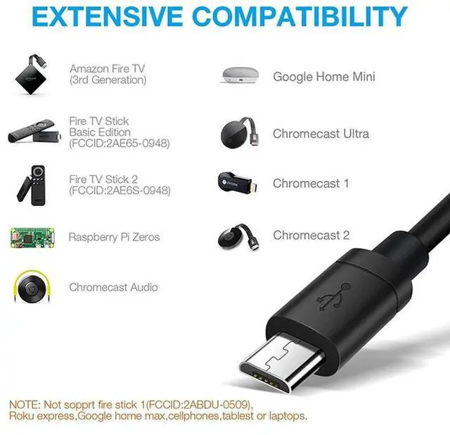 Alt view image 3 of 4 - Micro USB Power to RJ45 100M Network Card Adapter for Chromecast/Fire TV Stick