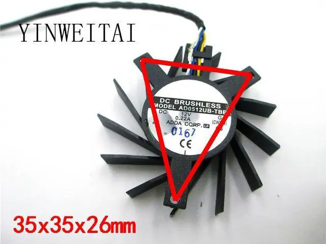 Alt view image 3 of 3 - FAN FOR ADDA AD0512UB-TBB 45mm 4Pin 35X35X27mm VGA Video Card Fan For HD5670 Cooling Fan