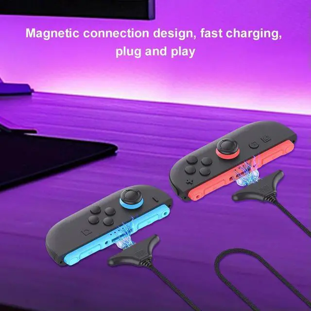 Alt view image 3 of 4 - For NS2 Portable Charger Cable Magnetic Connect Joypad Controller Charger Dual Charging Braided Charger Cable Gifts for Friends
