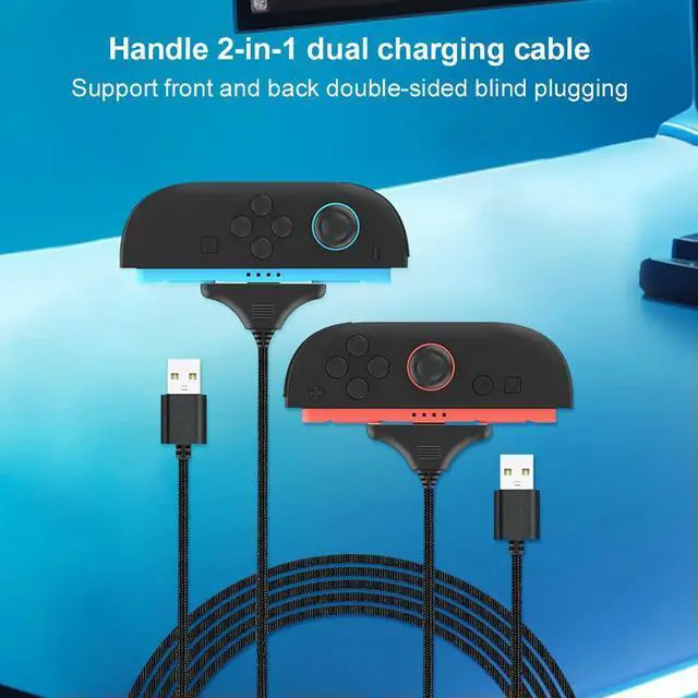 Alt view image 4 of 4 - For NS2 Portable Charger Cable Magnetic Connect Joypad Controller Charger Dual Charging Braided Charger Cable Gifts for Friends