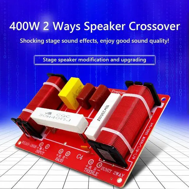 Alt view image 4 of 4 - 400W Frequency Divider Treble Bass 2 Ways Speakers Filter Frequency Divider High Power 3200Hz for DIY Home Audio Systems
