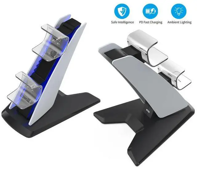 Alt view image 4 of 4 - Dual Fast Controller Charger with Indicator Light Wireless Joystick Charging Dock Dual Controller Charging Stand for