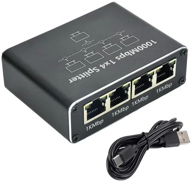 Main image of Ethernet Splitter 1 to 4 1000Mbps Gigabit Internet Cable Splitter RJ45 Splitter