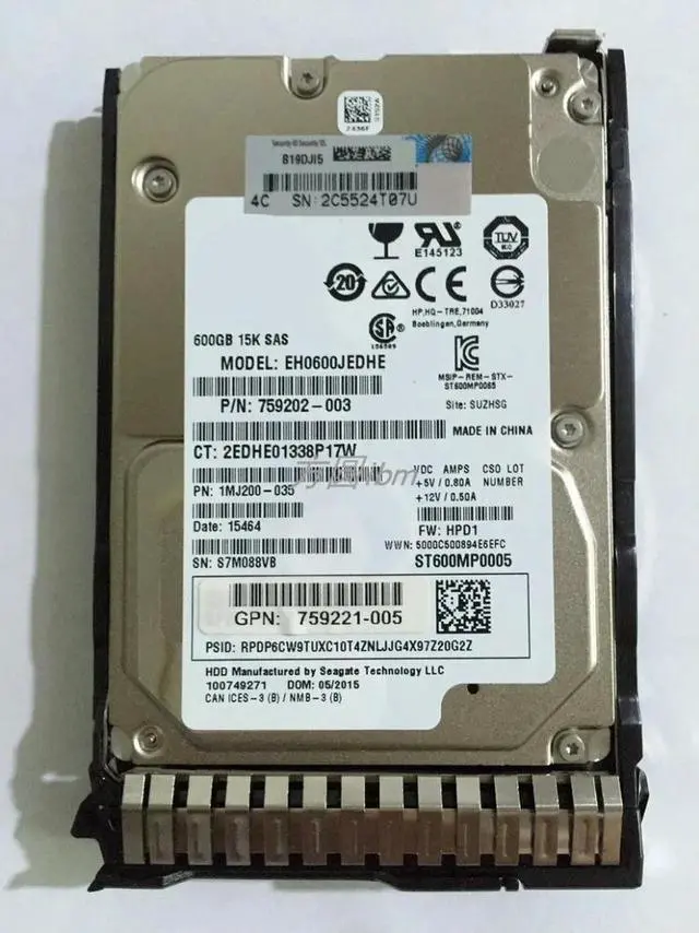 Main image of 759212-B21 759548-001 600GB SAS 12G 15K 2.5 360G9 380G9 Hard Drive