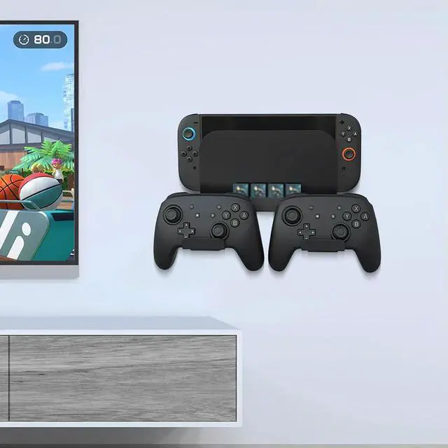 Alt view image 3 of 4 - Console Holder Stand with 8 Game Card Holders and Controller Hooks Organizer for Nintendo Switch2 Game Accessories