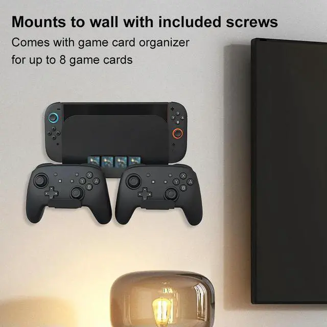 Main image of Console Holder Stand with 8 Game Card Holders and Controller Hooks Organizer for Nintendo Switch2 Game Accessories