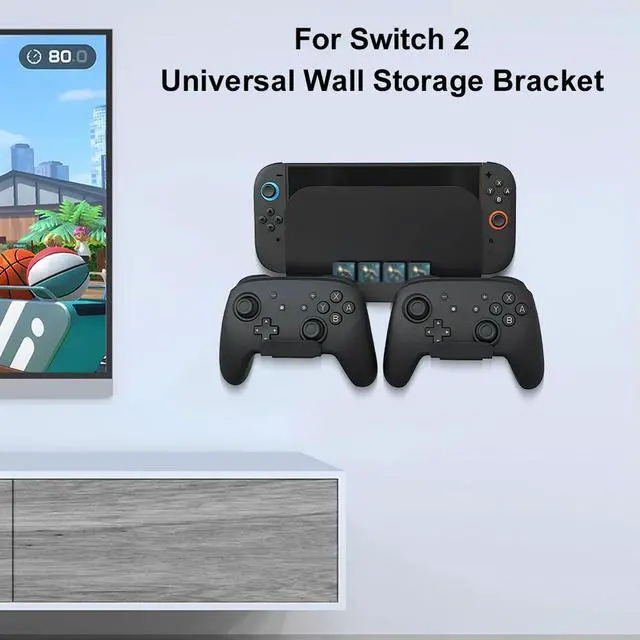 Alt view image 4 of 4 - Console Holder Stand with 8 Game Card Holders and Controller Hooks Organizer for Nintendo Switch2 Game Accessories