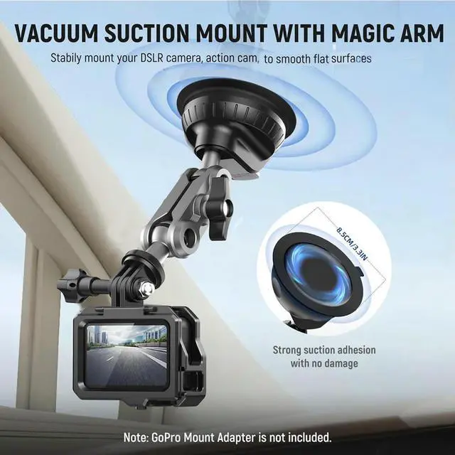 Alt view image 3 of 4 - Car Suction Cup Phone Action Camera Holder 1/4 Inch Vehicle Windshield Holder 360 Adjustable for Phone Action Camera