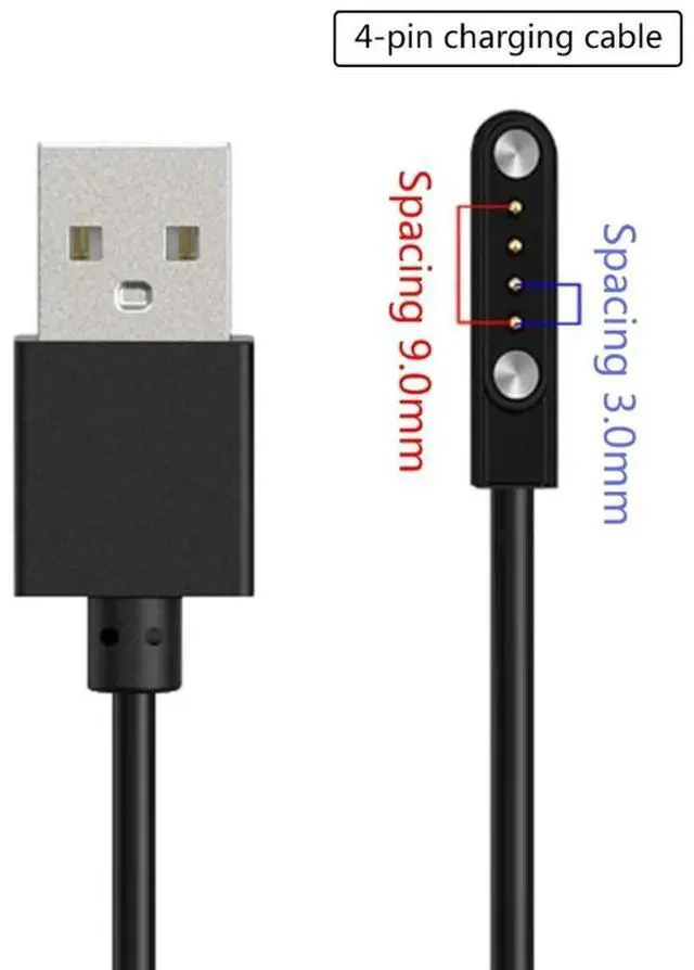 Alt view image 2 of 7 - Magnetic Charging Cable Portable Charge Adapter Line 4pin 9mm 3.0 Space for JEEP P03/MT1 watch Dock Cord Accessory