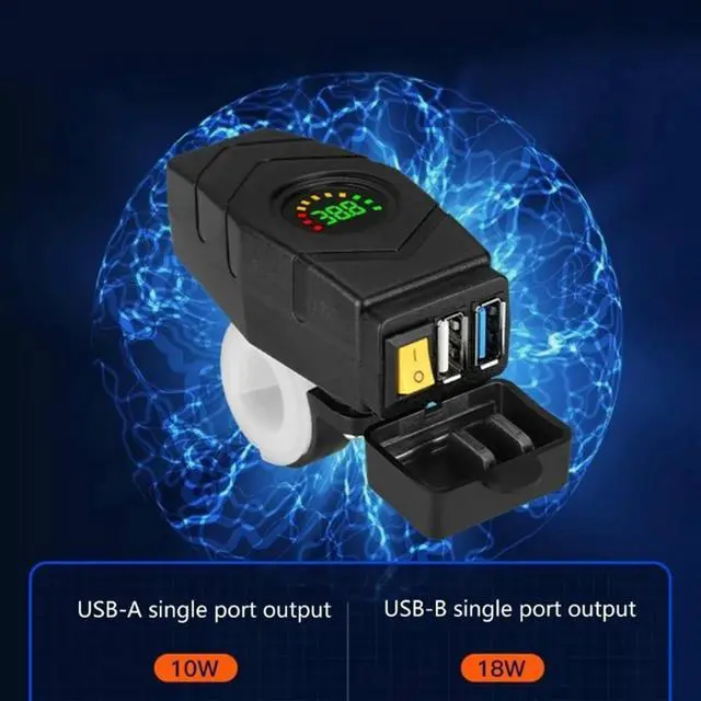 Alt view image 2 of 6 - C1FB 20-80V E-Bike Handlebar USB Charger 24V 36V 48V 60V QC3.0 Quick Charger Adapter(Red Light)