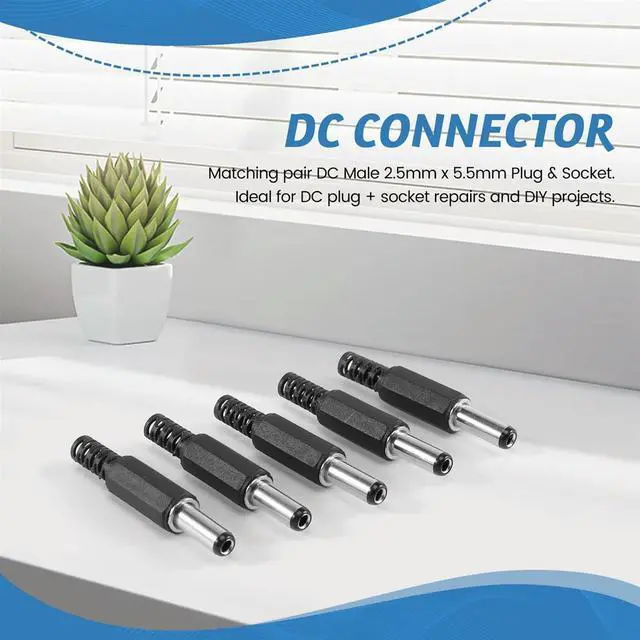 Alt view image 4 of 7 - 5PCS 5.5mm X 2.5mm Male Jack DC Power Plug Socket Jack Adapter Adaptor Connector