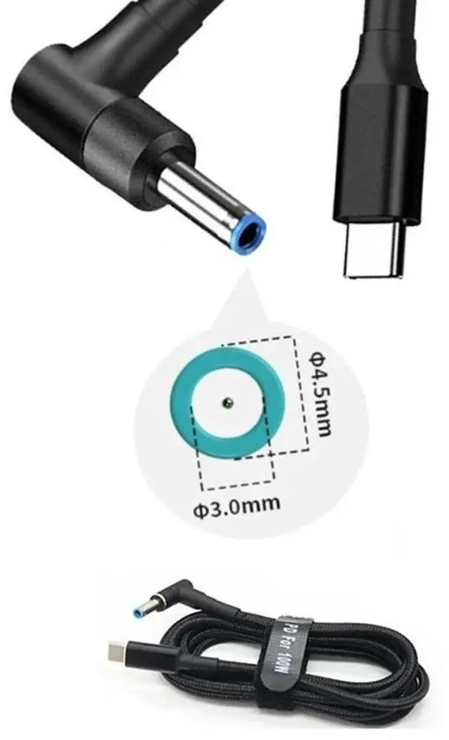 Alt view image 4 of 7 - USB C to Laptop Charging Cable Adapter Type C to DC 4.5 x 3.0mm Converter 100W PD Power Charger Supply Cord for