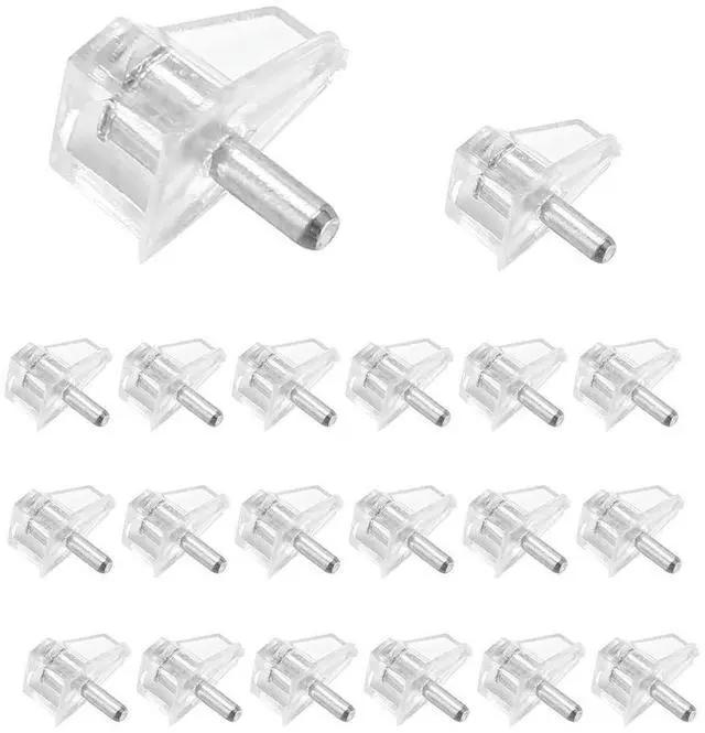 Alt view image 2 of 4 - 20 Pieces 3 mm Shelf Pins Clear Support Pegs Cabinet Shelf Pegs Clips Shelf Support Holder Pegs for Kitchen Furniture