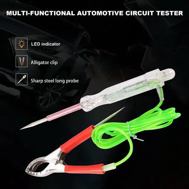 Alt view image 4 of 7 - Automotive LED Circuit Tester 6-24V Test Light with Dual Probes 47 Inch Antifreeze Wire Alligator Clip for Testing