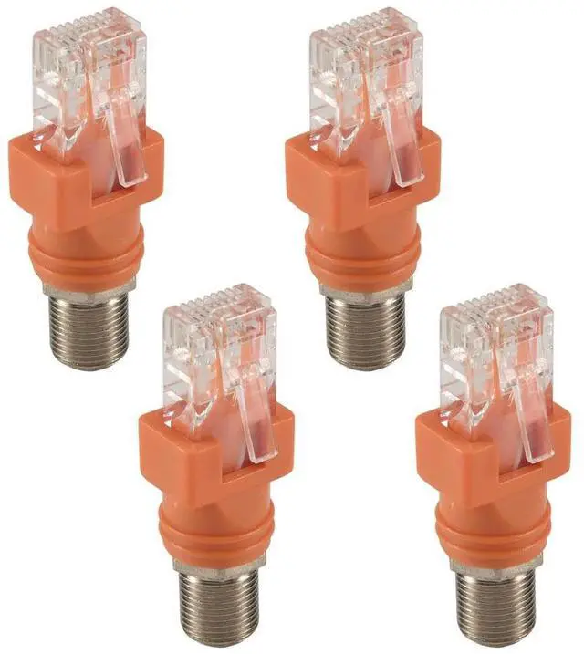 Main image of Coaxial to Ethernet Adapter, 4 Pack Coax RF F Female to RJ45 Male Converter for Line Tester