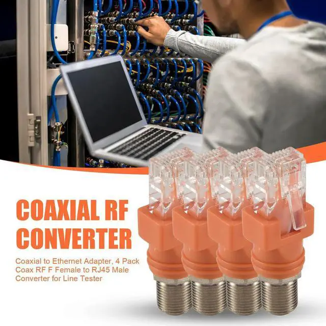 Alt view image 3 of 4 - Coaxial to Ethernet Adapter, 4 Pack Coax RF F Female to RJ45 Male Converter for Line Tester
