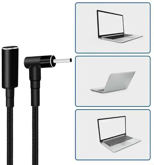 Alt view image 4 of 7 - USB C Male to DC3.5x1.35mm Tip 3.5mm 1.35mm Power Cable Cord for Laptop 100W