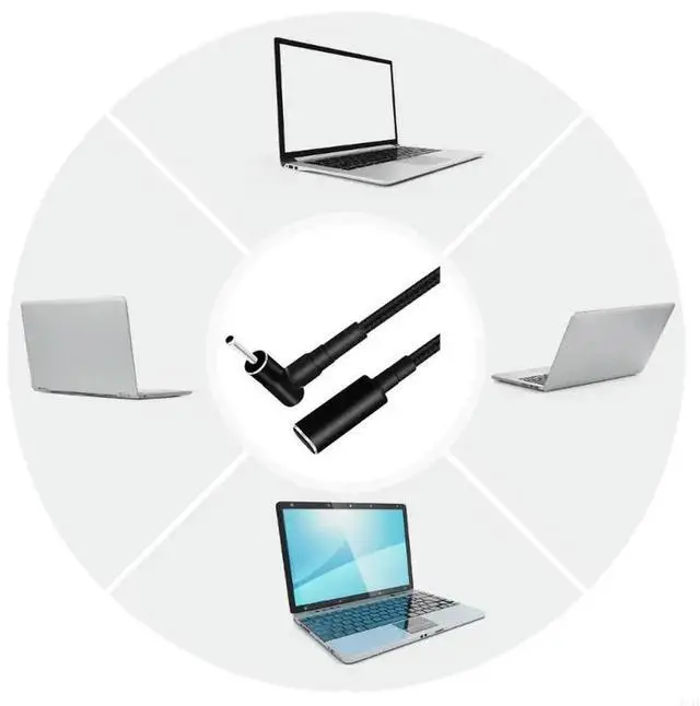 Alt view image 3 of 7 - USB C Male to DC3.5x1.35mm Tip 3.5mm 1.35mm Power Cable Cord for Laptop 100W