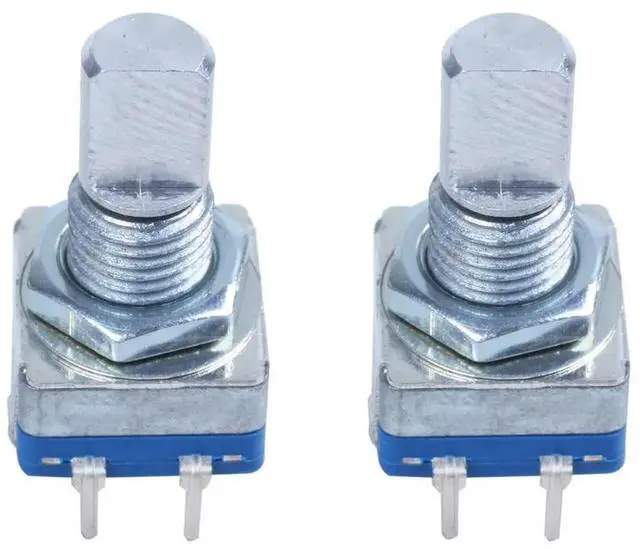 Main image of 2X 20-Point Shaft Detents Encoder And 360 Degree Rotary With Push Button Blue + Silver