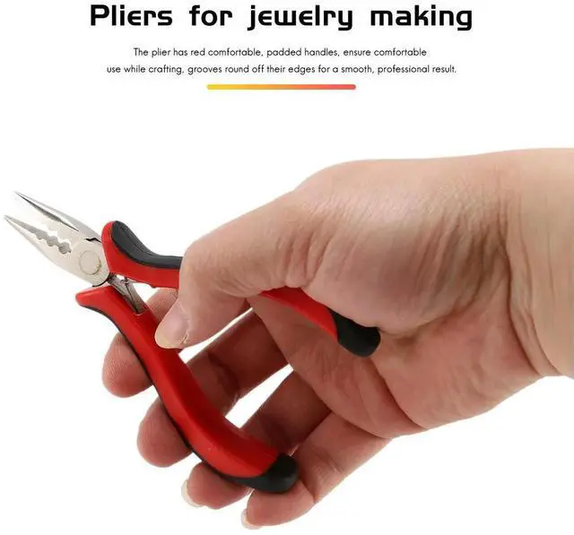 Alt view image 4 of 7 - 1 Pack 45 Steel Jewelry Bead Crimper Tools Crimping Press Plier for Jewelry Making Red